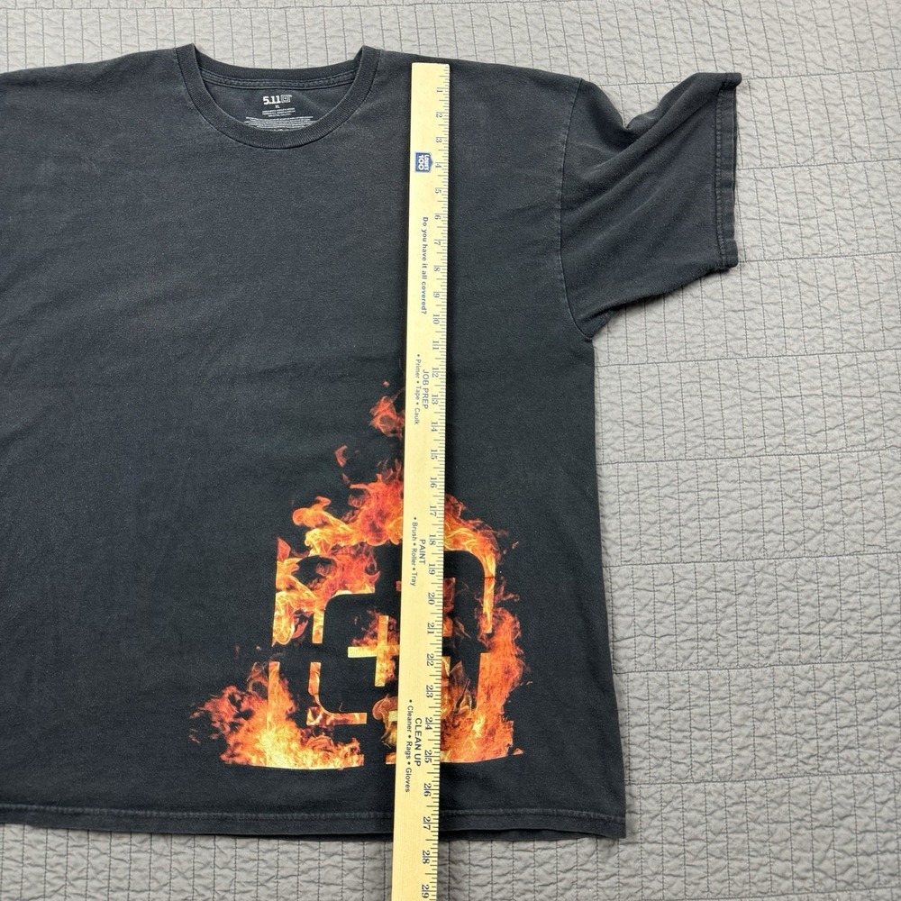 511 Tactical T Shirt Men XL Black Flames Logo Utility Workwear Outdoors Faded - Picture 9 of 10